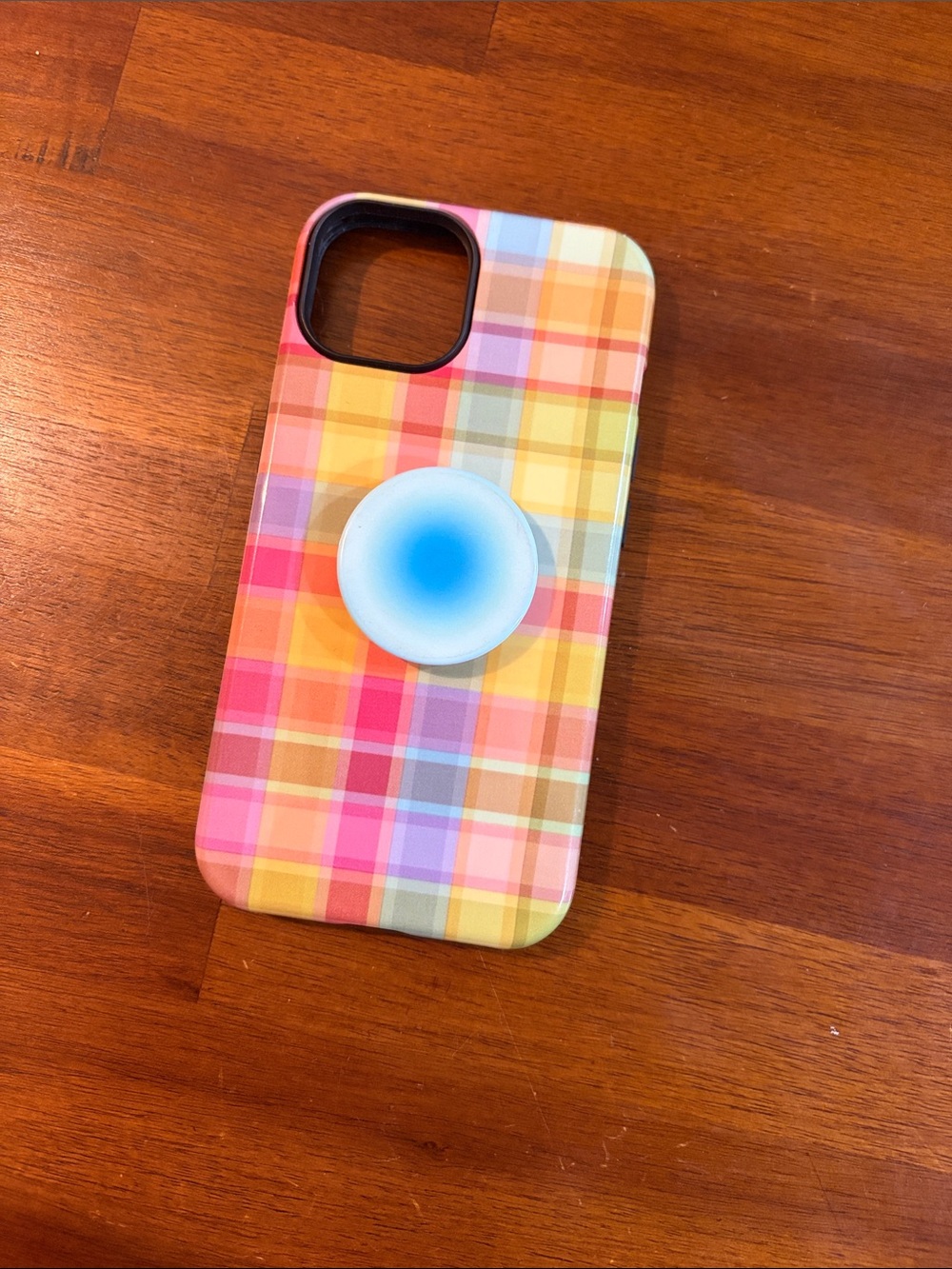 Amazon Multi-Color Plaid Phone Case with Blue PopSocket
